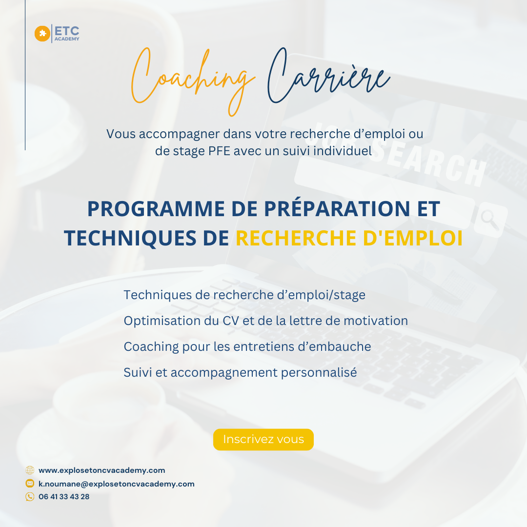 BEST-SELLER (Suivi individuel) : Le Programme Qui Vous Ouvre les Portes de l’Emploi : Suivi Personnalisé et Préparation Complète !