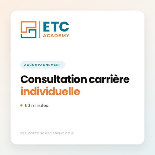Consultation carrière individuelle de 60 minutes, ETC Academy